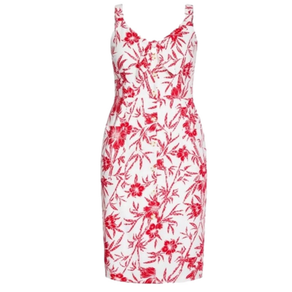 City Chic Dresses & Skirts - City Chic Island Bloom White Red Tropical Floral Wiggle Dress SKU0428